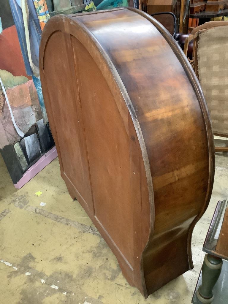 An Art Deco walnut display cabinet, width 120cm depth 33cm height 128cm